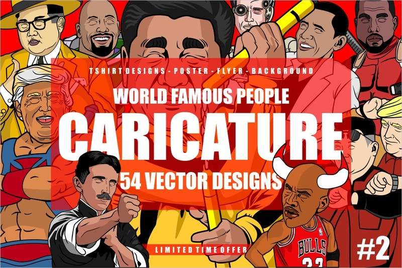 54 Caricature Tshirt Designs Bundle #2 - Buy t-shirt designs