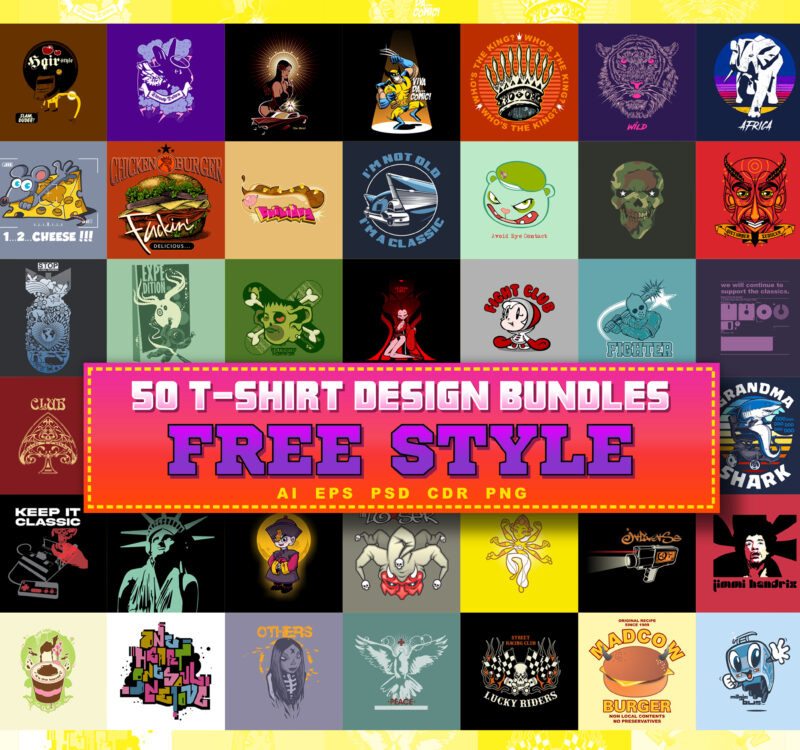 Download 50 T Shirt Design Bundles Free Style