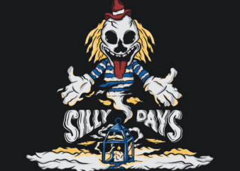 Silly days skull t shirt design for sale