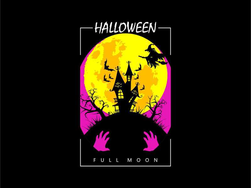 Halloween Moon Stroke Kawaii PNG & SVG Design For T-Shirts