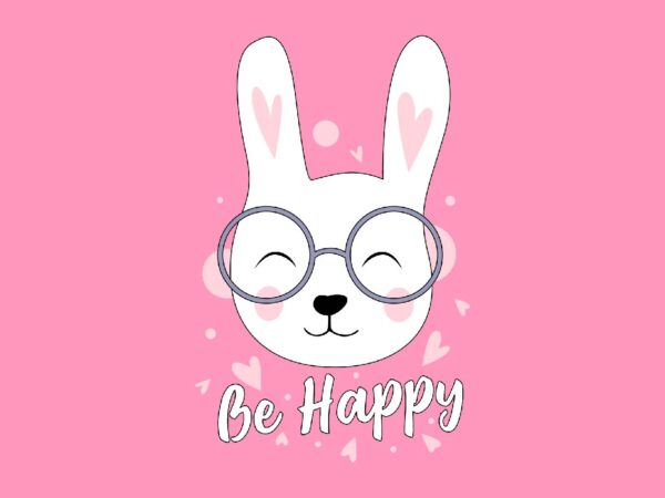 Be happy cute cat wearing glasses cartoon t-shirt design