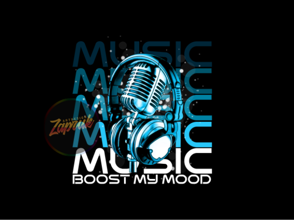 Music boost my mood design graphic png high quality ready print