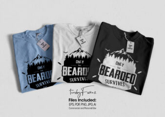 Only the bearded survives | T shirt design for sale