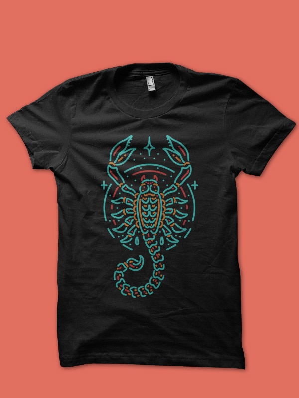 scorpion line art tshirt design for sale