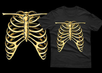 skeleton ribs unique funny tshirt design for halloween horor