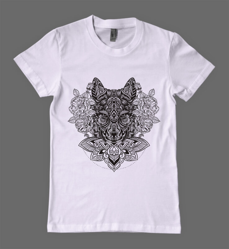 Wolf Mandala t-shirt design - Buy t-shirt designs