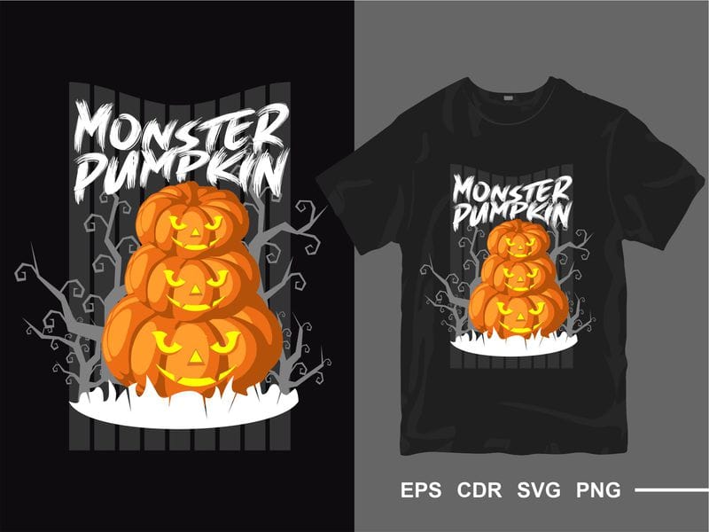 Download Halloween Monster Pumpkin T Shirt Design Vector Ghost T Shirt Designs Creepy Horror Tee Shirt Eps Cdr Svg Png Buy T Shirt Designs