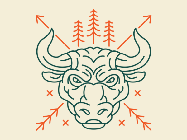 Wild bull head t shirt design for sale