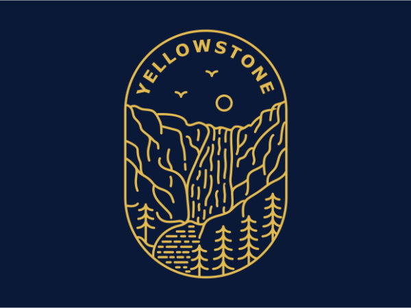 Yellowstone national park t shirt design template