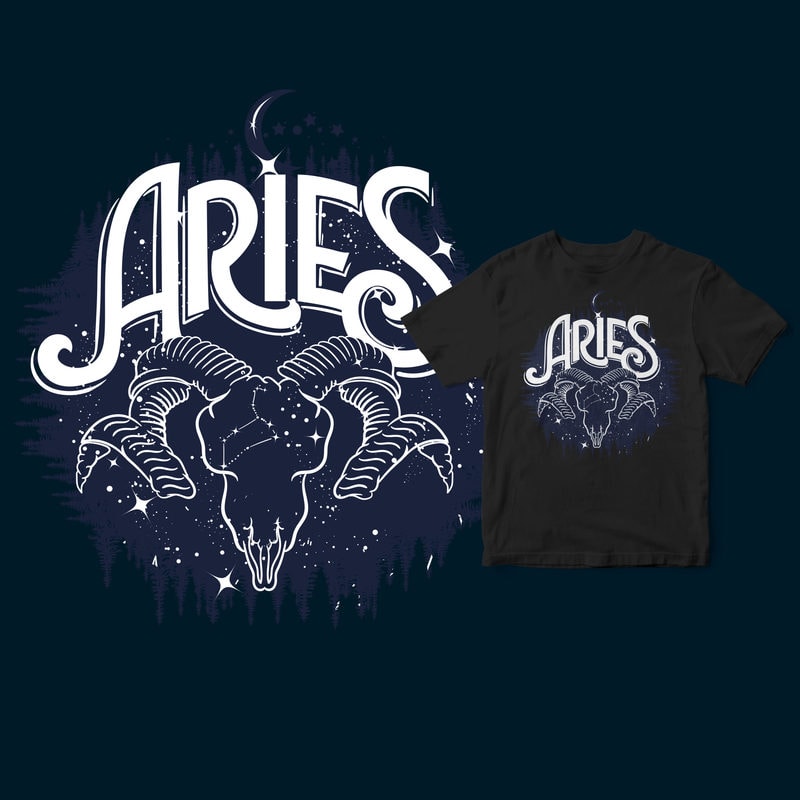 Aries dark line zodiac t-shirt design - Buy t-shirt designs