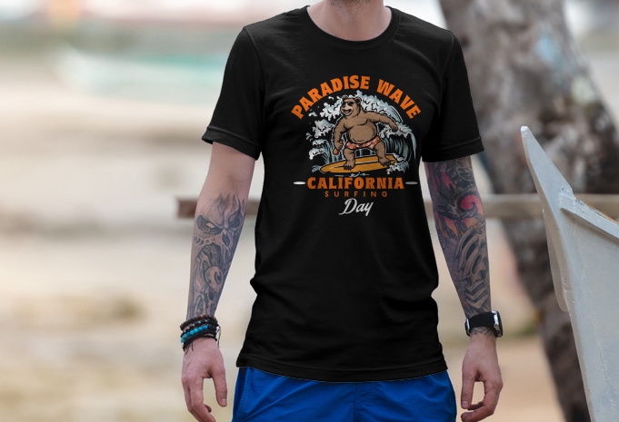 Paradise Wave vector t-shirt design