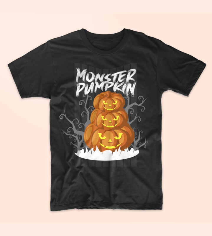 Download Halloween monster pumpkin t-shirt design vector. Ghost t ...