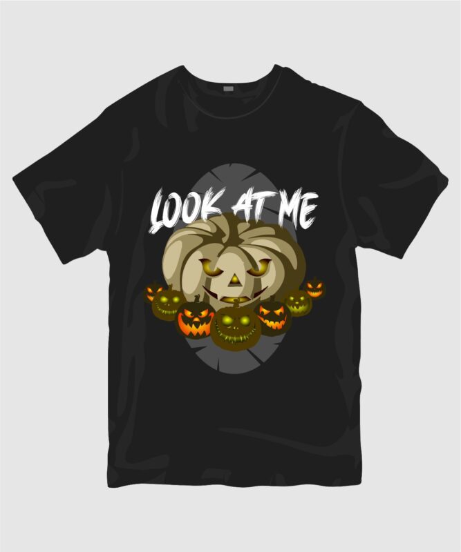 Download Halloween Pumpkin t-shirt design vector. Look at me tee ...