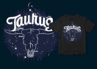 Taurus Dark Line Zodiac space t-shirt design