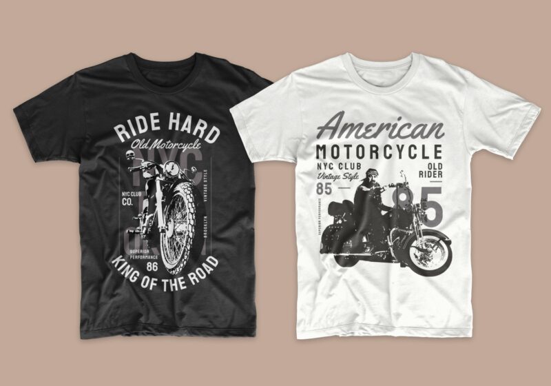 t-shirt vector Vintage motorcycle t-shirt designs bundle, Motorcycle, Rider, Biker T shirt, T shirt design vector, svg, png, pod,