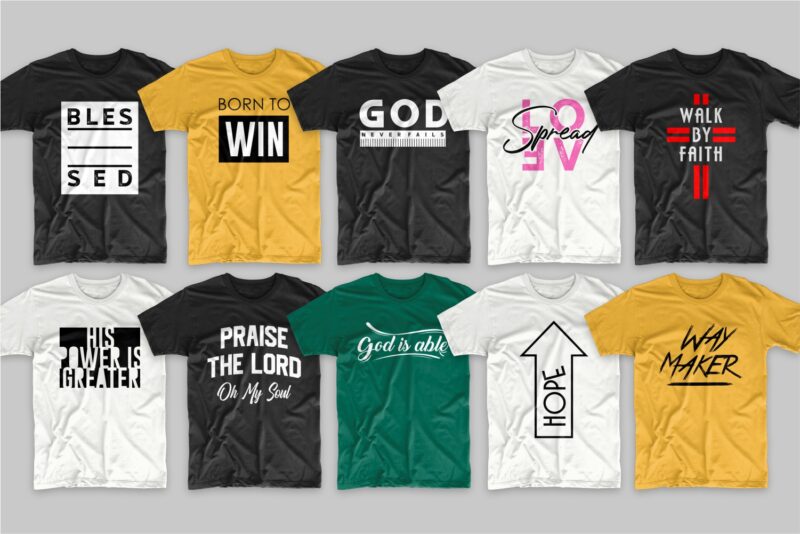 Christian t-shirt designs bundle, 219 Trendy religion t ...