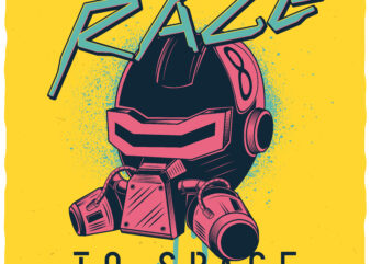 Race To Space. Editable t-shirt design.