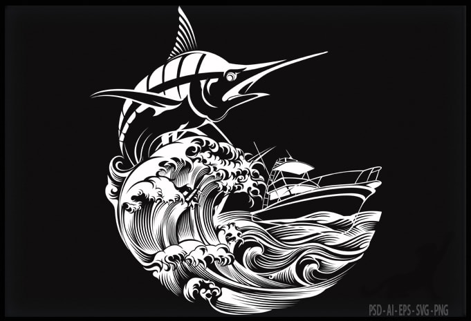 Vintage Shirt Design Of Marlin Fishing Royalty Free SVG, Cliparts, Vectors,  and Stock Illustration. Image 141437270.