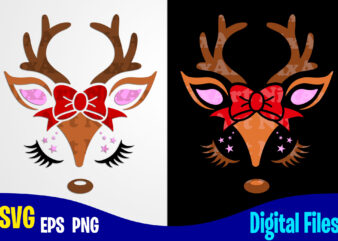 Deer face, Deer Head, Reindeer, Christmas svg, Funny Christmas design svg eps, png files for cutting machines and print t shirt designs for sale t-shirt design png