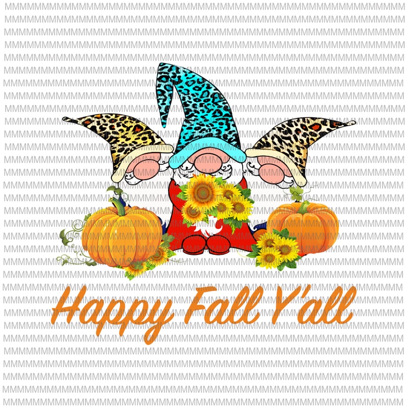 Download Happy Fall Y'all Gnome Leopard Pumpkin png, Funny Autumn ...