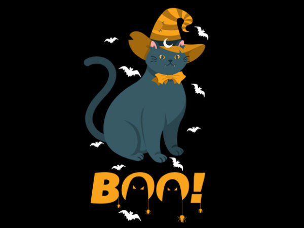 Cat boo trick or treat t shirt vector file