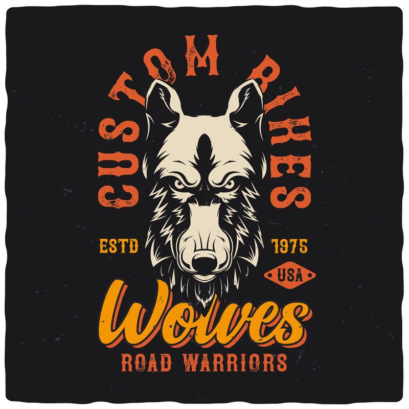 Wolves Custom Bikes. Editable t-shirt design. - Buy t-shirt designs