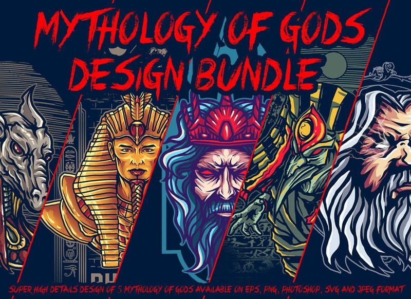 Mythology of Gods design bundle Buy tshirt designs