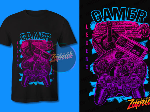 Gamer legend max level design tshirt