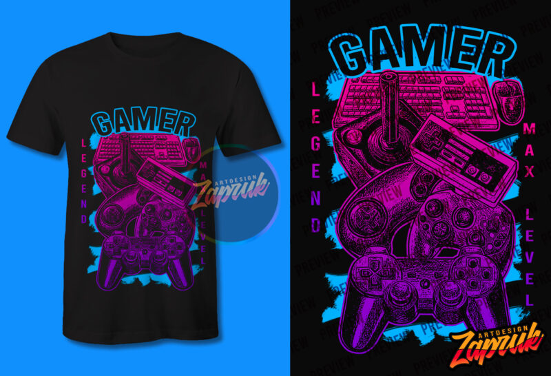 Gamer Legend Max Level design tshirt