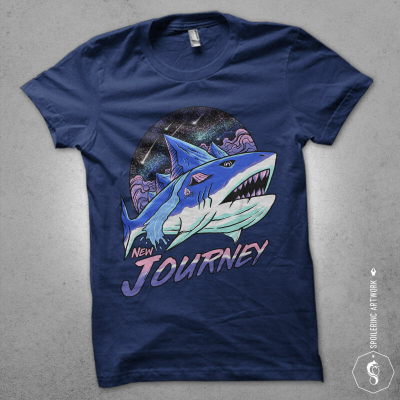 t-shirt vector space shark