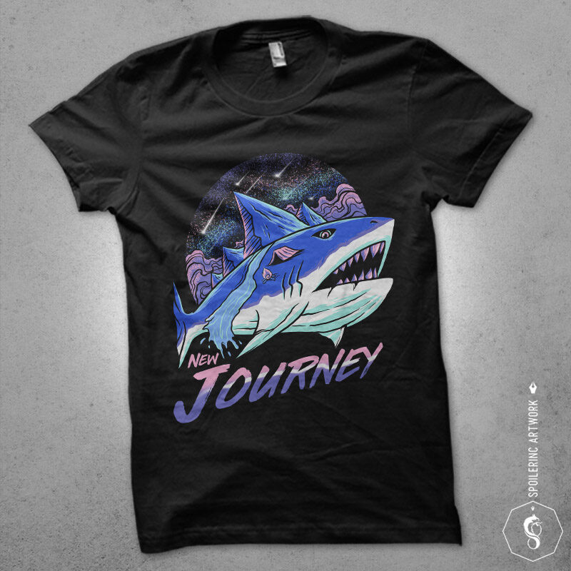 t-shirt vector space shark