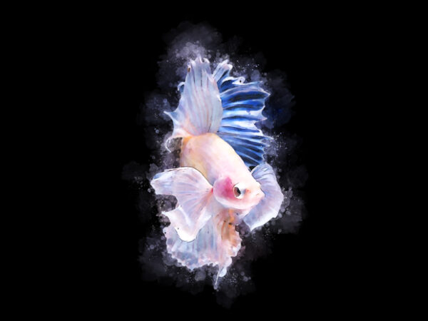 White blue bettafish t shirt design for sale