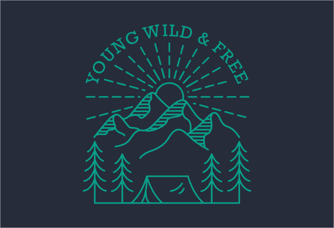 Free Young wild & free 3 t shirt design template