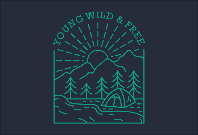 Free Young wild & free 2 t shirt design template