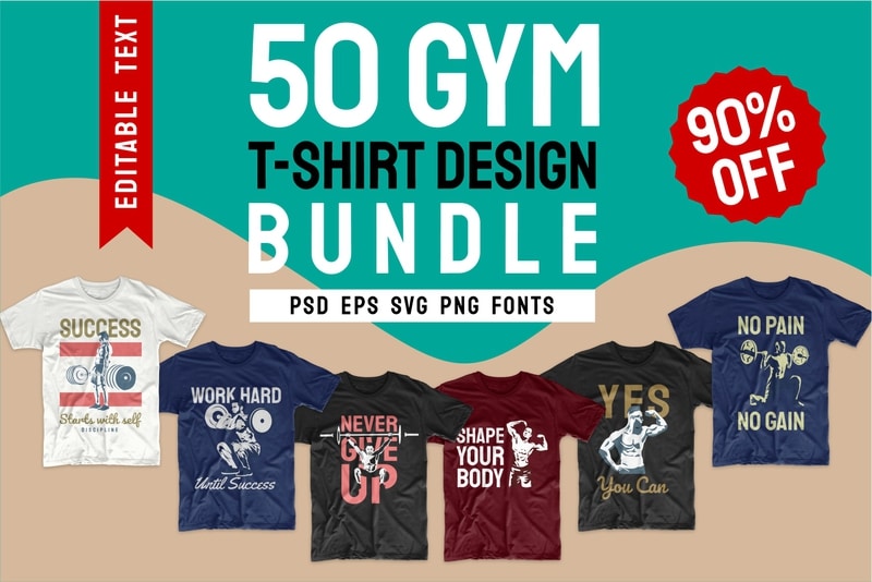 Download Gym t shirt design bundle. Workout t shirt designs bundles ...