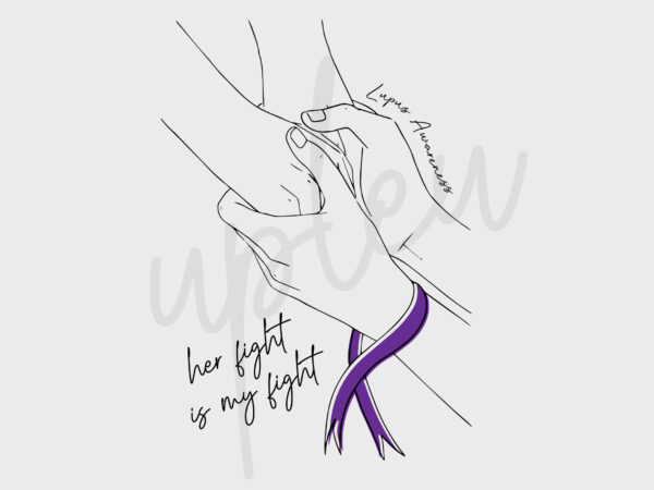 Line art her fight is my fight for lupus svg, lupus awareness svg, purple ribbon svg, fight cancer svg, awareness tshirt svg, digital files