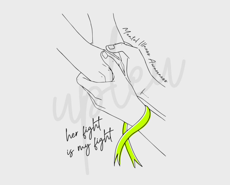 Line Art Mental Illness SVG, Mental Illness Awareness SVG, Lime Green Ribbon SVG, Line Art svg, Fight Cancer svg, Awareness Tshirt svg