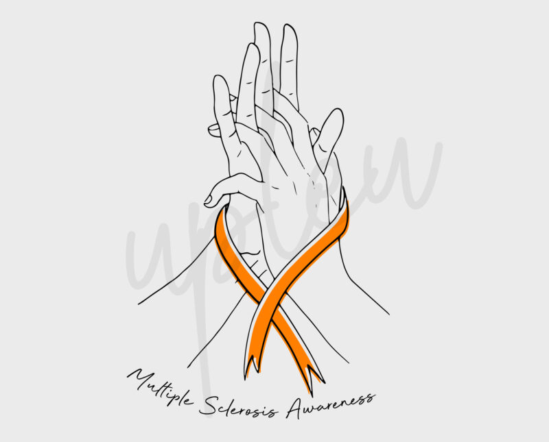 Line Art Multiple Sclerosis SVG, Multiple Sclerosis Awareness SVG, Orange Ribbon SVG, Line Art svg, Fight Cancer svg, Awareness Tshirt svg