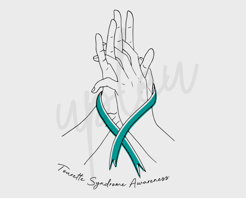 Line Art Tourette Syndrome SVG, Tourette Syndrome Awareness SVG, Teal Ribbon SVG,Digital Files, Line Art Svg, Silhouette,Cricut File