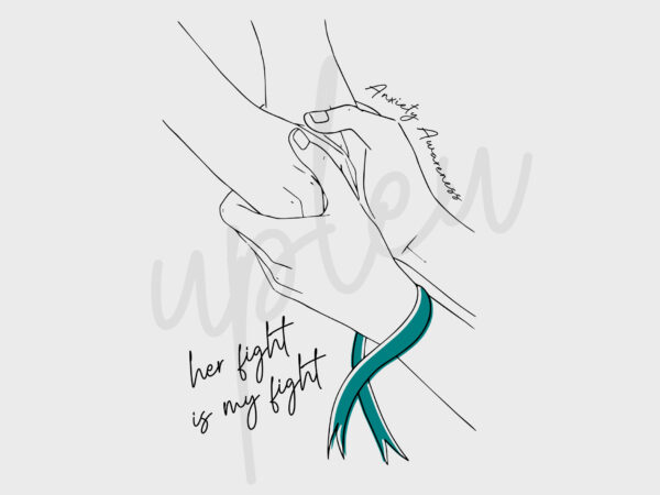 Line art her fight is my fight for anxiety svg, anxiety awareness svg, amber ribbon svg, fight cancer svg, awareness tshirt svg, cricut