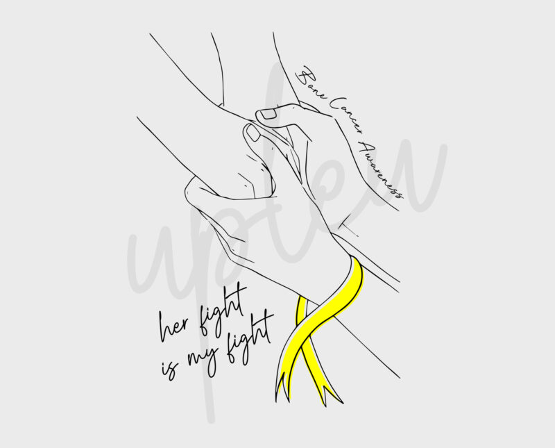 Line Art Her Fight Is My Fight For Brain Cancer SVG, Brain Cancer Awareness SVG, Grey Ribbon SVG, Fight Cancer Svg, Awareness Tshirt svg