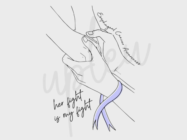 Line art her fight is my fight for esophageal cancer svg, esophageal awareness svg, periwinkle ribbon svg, fight cancer svg, awareness tshirt svg, digital files