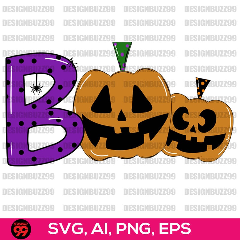 Boo Pumpkin Halloween Sublimation,Boo SVG Cut File, commercial use