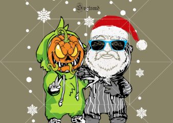 Pumpkin And Santa Christmas Svg Pumpkin Horror And Santa Christmas Svg Funny Santa And Pumpkin Svg