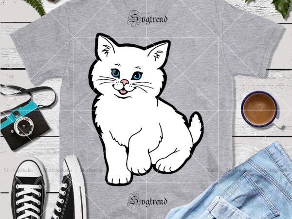 Cat white cute svg, cat white cute vector, kitten vector, kitten logo, cat svg, kitten cute svg, cat png, cat vector, kitten png, kitten baby svg, cat cute svg, cat