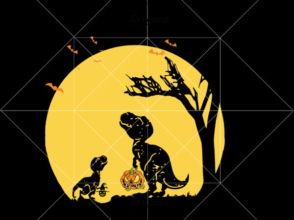 Halloween Dinosaur Svg Spooky Saurus Rex Svg T Rex With Pumpkin Svg Terror Dinosaur And Baby