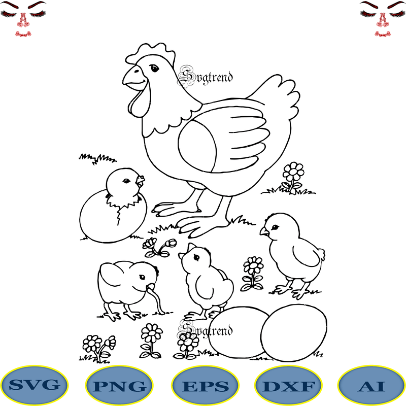 Chicken Svg, Mother chicken Svg, Chick Svg, Chicken vector, Chicken ...