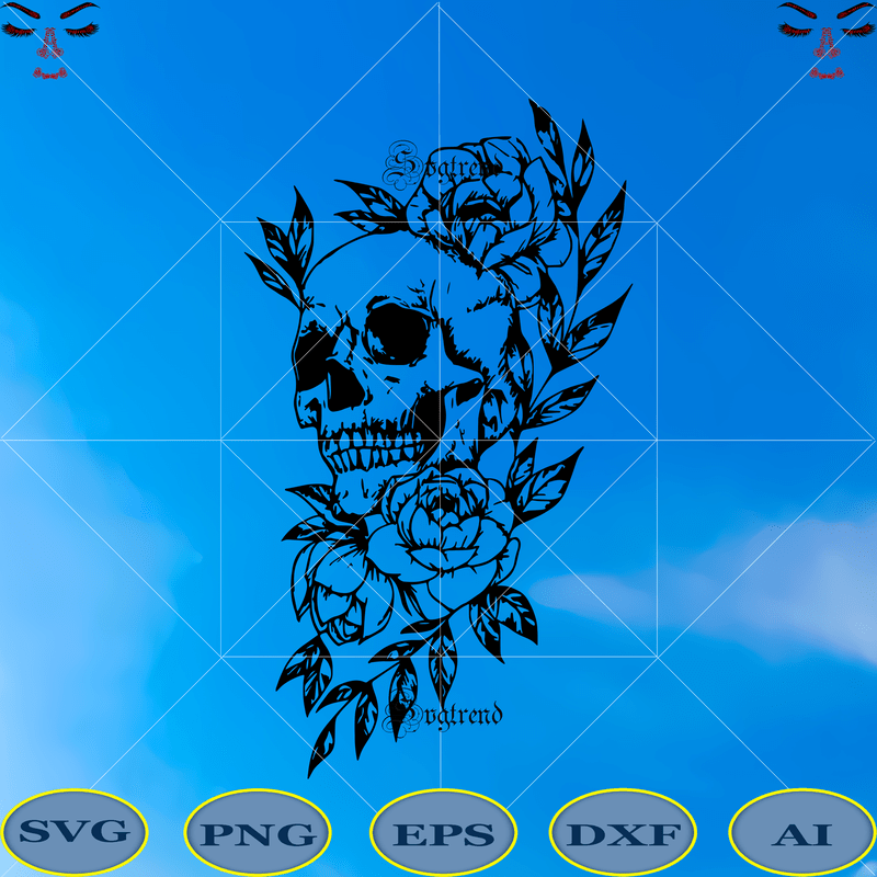 Woman Sugar Skull SVG PNG Download Cut File Svg, Sugar Skull Day of the  Dead, Silhouette, Clip art, Skeleton Svg Candy Flower rose Skull