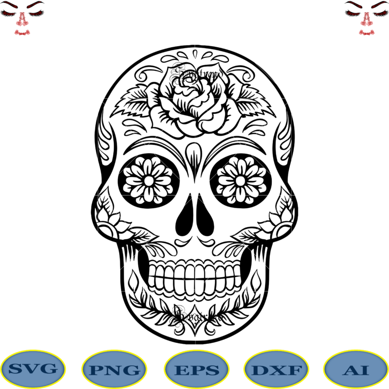 Download Skull With Flower Vector Sugar Skull Svg Skull Svg Skull Vector Sugar Skull Art Vector Skull