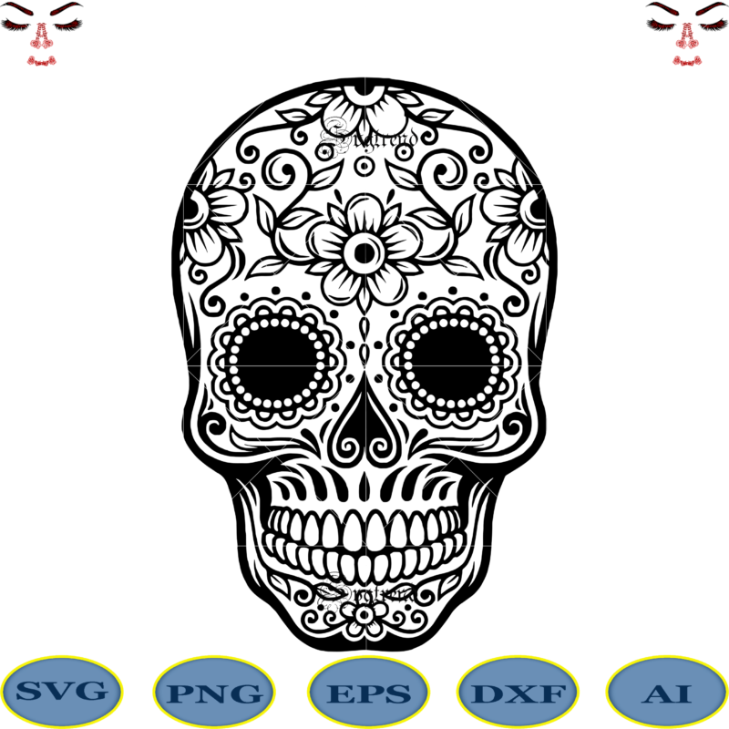 Download Skull With Flower Vector Sugar Skull Svg Skull Svg Skull Vector Sugar Skull Art Vector Skull